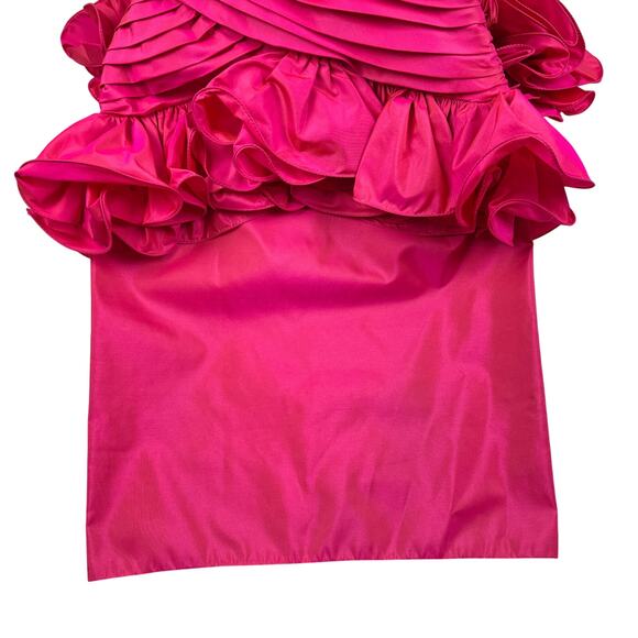 Tadashi Vintage 80's Ruched Ruffle Structured Statement Special Occasion Dress 6 - Picture 4 of 11